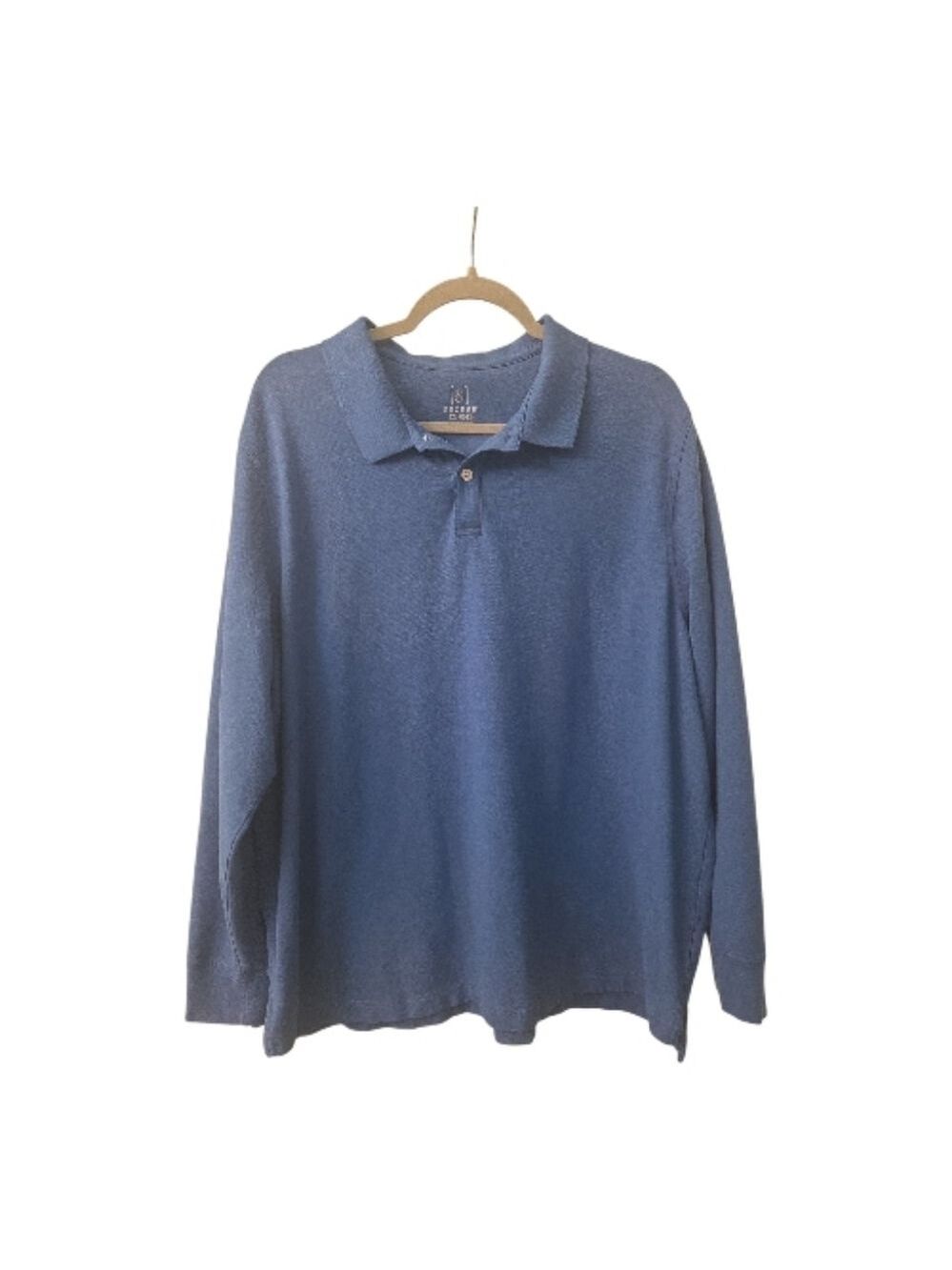 George Men's Polo Shirt Blue Long Sleeve 2XL